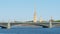 Trinity Troitsky bridge and the chapel of Peter and Paul Fortress in the summer