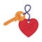 Trinket with Key Hanging with Heart Keyring Vector Illustration