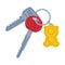 Trinket with Key Hanging with Keyring Vector Illustration
