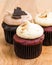 Trio of chocolate and red velvet mini cupcakes