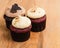 Trio of chocolate and red velvet mini cupcakes