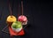 Trio of colorful Halloween apple desserts