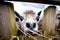 Trio of Curious Alpaca Peeking Through Wooden Fence