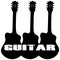 Trio of Guitars with GUITAR text Silhouette on White with Clipping Path