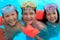 Trio of Happy Children in Swimming Pool