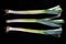 Trio of leeks on a black background