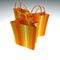 Trio of orange striped shopping bags