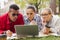 Trio of students feeling shocked after watching news