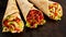 Trio of Tex Mex Fajita Wraps on Dark Counter