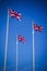 Trio of Union Jack Great Britain flags