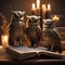 A trio of wise owls reading a book of ancient animal traditions to welcome the new year5