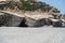 Triopetra Beach with a lot of big rocks and blue water, Crete island, Greece