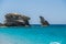 Triopetra Beach with a lot of big rocks and blue water, Crete island, Greece