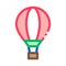 Trip Air Balloon Icon Vector Outline Illustration