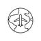 trip, airplane, earth line icon. elements of airport, travel illustration icons. signs, symbols can be used for web, logo, mobile