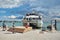 Trip boat arrives at the Alcudia pier.