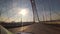 A trip on a cable-stayed bridge in Sunny day