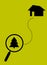 A trip to the house. Magnifier with christmas tree and dotted line. Flat design