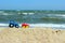 Trip To The Ocean. Little Cars on the Beach.Kids Toys on Tropical Sand Beach. Toy`s Cars.