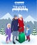 Trip on a winter vacation in the mountains. Winter travel concept. Christmas travel. Travel to World. Banner, Journey