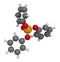 Triphenyl phosphate molecule. Used as flame retardant and plasticizer. 3D rendering. Atoms are represented as spheres with.