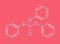 Triphenyl phosphate molecule. Used as flame retardant and plasticizer. Skeletal formula.