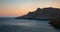 Tripiti beach east Crete on sunset. Trafoulas mountain near to Lendas, Crete Greece.