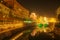 The Triple Bridge over the Ljubljanica River in the city center of Ljubljana and Franciscan church - night picture