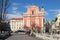 Triple Bridge (Tromostovje), Preseren square and Franciscan Church, Ljubljana, Slovenia