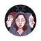 Triple goddess as Maiden, Mother and Crone, beautiful woman, symbol of moon phases. Hekate, mythology, wicca, witchcraft. Vector