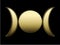 Triple golden goddess mystical moon phases on black background