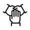 Triple handshake icon vector outline illustration