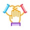 Triple handshake icon vector outline illustration