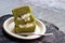 Triple layer matcha green tea chiffon cake with cream filling