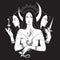 Triple lunar Goddess Hecate ancient Greek mythology hand drawn black and white isolated vector illustration. Blackwork, flash