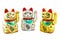 Triple Maneki Neko Lucky Cat Isolated