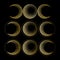 Triple moon magic and astronomy vecor golden symbol set