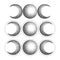 Triple moon magic and astronomy vecor tattoo symbol set