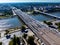 Triple railway bridge over Vistula in Krakow, Poland