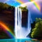 Triple Rainbows Over a Tropical Waterfall