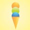 triple scoop ice-cream cone. Vector illustration decorative design