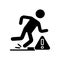 Tripping hazards black glyph manual label icon