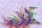 Trippy abstract wallpaper of 3 warped pineapples on light purple background