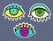 Trippy Eyes set. Surreal psychedelic vector illustration. Eye t-shirt print design. Vector logo cartoon character