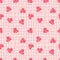 Trippy grid retro checkerboard seamless pattern with hearts. Checkered background with distorted squares. Funky doodle