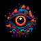 Trippy Melting Eye. Surreal psychedelic vector illustration.