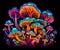 Trippy Psychedelic Mushroom, Black Light Style Art, Vivid Neon Colors, Generative AI