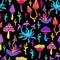 Trippy Psychedelic Mushrooms Seamless Pattern