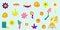 Trippy smile sticker set in pop art y2k style on colorful background. Yellow emoji. Cartoon vector illustration. Hipster