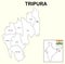 Tripura map. Showing State boundary and district boundary of Manipur map. Political and administrative colorful map of Tripura wit